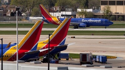 A Southwest Airlines flight narrowly avoided a crash with a Hawker Hunter MK 58, a single-seat fighter jet." (REUTERS)