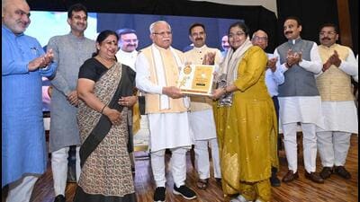 Union minister Manohar Lal Khattar during an event in Karnal on Saturday. (HT Photo) Union minister Manohar Lal Khattar during an event in Karnal on Saturday. (HT Photo)