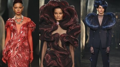 Models in designer Amit Aggarwal's creation.