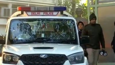 Police officials outside Delhi Public School, RK Puram, after it received bomb threat email on Saturday. (Screengrab/X/@ANI) Police officials outside Delhi Public School, RK Puram, after it received bomb threat email on Saturday. (Screengrab/X/@ANI)