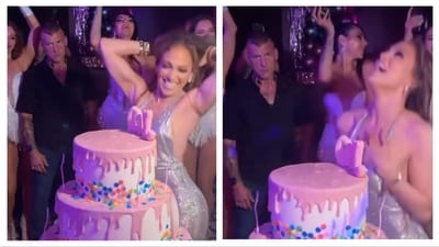 Jennifer Lopez's bodyguard's serious expression at her birthday party tickled the internet. Jennifer Lopez's bodyguard's serious expression at her birthday party tickled the internet.
