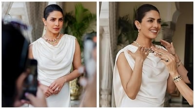 Priyanka Chopra dazzles in an ivory gown for a Bvlgari shoot. Priyanka Chopra dazzles in an ivory gown for a Bvlgari shoot.