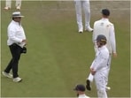 Umpire warns Zak Crawley after a throw on the side pitch Umpire warns Zak Crawley after a throw on the side pitch