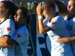 AFC Toronto recreate Coldplay kiss cam moment.