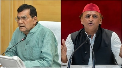 Highlighting negligence and indiscipline, AK Sharma said officials were failing to act responsibly. Akhilesh Yadav (R) meanwhile, remarked that the “connection between the minister and officials has snapped.” Highlighting negligence and indiscipline, AK Sharma said officials were failing to act responsibly. Akhilesh Yadav (R) meanwhile, remarked that the “connection between the minister and officials has snapped.”