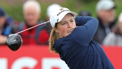 England's Lottie Woad plays off the 1st tee during the Women's Scottish Open at the Dundonald Links, Irvine, Scotland, Sunday July 27, 2025. (Steve Welsh/PA via AP) (AP) England's Lottie Woad plays off the 1st tee during the Women's Scottish Open at the Dundonald Links, Irvine, Scotland, Sunday July 27, 2025. (Steve Welsh/PA via AP) (AP)