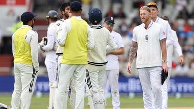 Drama unfolded in the final few minutes of the Manchester Test where tempers once again flared (AFP) Drama unfolded in the final few minutes of the Manchester Test where tempers once again flared (AFP)