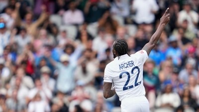 England's strong morning session would continue as Jofra Archer managed to dismiss Gill right before lunch. It was a loose shot from the Indian captain — and one which sent waves of nerves back through his camp. (AP) England's strong morning session would continue as Jofra Archer managed to dismiss Gill right before lunch. It was a loose shot from the Indian captain — and one which sent waves of nerves back through his camp. (AP)