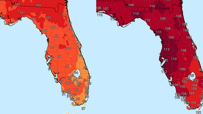 NWS posted a Florida heat index map on Sunday (NWS) NWS posted a Florida heat index map on Sunday (NWS)