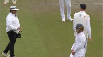 Umpire warns Zak Crawley after a throw on the side pitch (JioHotstar) Umpire warns Zak Crawley after a throw on the side pitch (JioHotstar)