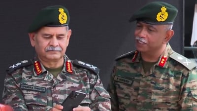 Chief of the Army Staff General Upendra Dwivedi during a ceremony to pay tribute at the Kargil War Memorial on the 26th anniversary of the Kargil Vijay Diwas, at Drass in Kargil. (PTI) Chief of the Army Staff General Upendra Dwivedi during a ceremony to pay tribute at the Kargil War Memorial on the 26th anniversary of the Kargil Vijay Diwas, at Drass in Kargil. (PTI)