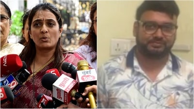 Pranjal Khewalkar, husband of Rohini Khadse (L) – daughter of former Maharashtra minister Eknath Khadse and state president of the women’s wing of NCP (SP). Pranjal Khewalkar, husband of Rohini Khadse (L) – daughter of former Maharashtra minister Eknath Khadse and state president of the women’s wing of NCP (SP).