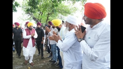 Punjab chief minister Bhagwant Mann meets villagers in Samrala. (HT photo) Punjab chief minister Bhagwant Mann meets villagers in Samrala. (HT photo)