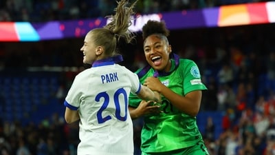 Soccer Football - UEFA Women's Euro 2025 - Final - England v Spain - St. Jakob-Park, Basel, Switzerland - July 27, 2025 England's Jessica Park and Khiara Keating celebrate after winning the UEFA Women's Euro 2025 REUTERS/Bernadett Szabo (REUTERS)