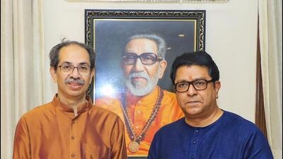 Shiv Sena (UBT) supremo Uddhav Thackeray with MNS chief Raj Thackeray during the former's birthday celebration in Mumbai on Sunday. (@ShivSenaUBT_) Shiv Sena (UBT) supremo Uddhav Thackeray with MNS chief Raj Thackeray during the former's birthday celebration in Mumbai on Sunday. (@ShivSenaUBT_)