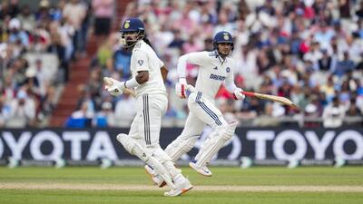 Shubman Gill (R) and KL Rahul at the Old Trafford cricket ground, in Manchester, England. (PTI) Shubman Gill (R) and KL Rahul at the Old Trafford cricket ground, in Manchester, England. (PTI)