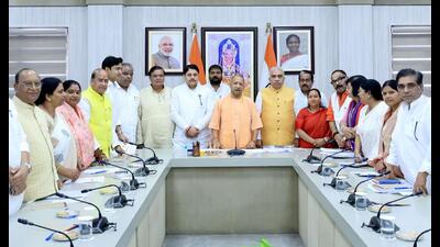 UP chief minister Yogi Adityanath with MPs/MLAs of Kanpur division during a meeting in Lucknow on July 27. (Sourced) UP chief minister Yogi Adityanath with MPs/MLAs of Kanpur division during a meeting in Lucknow on July 27. (Sourced)