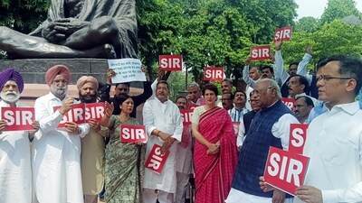 The controversy over Bihar SIR rocked the ongoing session of Parliament, with the Opposition demanding a discussion on the issue in the House. (AICC) The controversy over Bihar SIR rocked the ongoing session of Parliament, with the Opposition demanding a discussion on the issue in the House. (AICC)