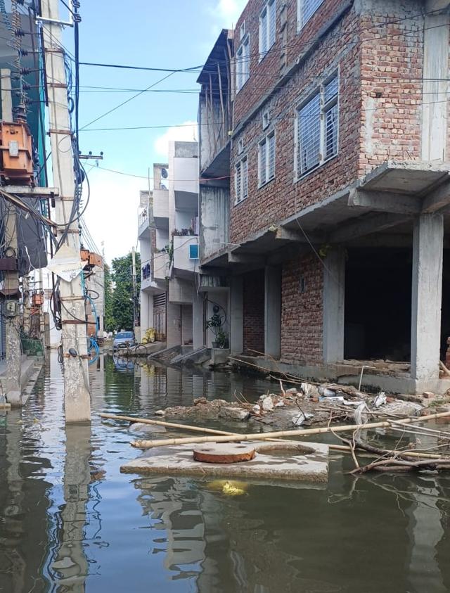 An inundated stretch in the area. (HT Photo) An inundated stretch in the area. (HT Photo)