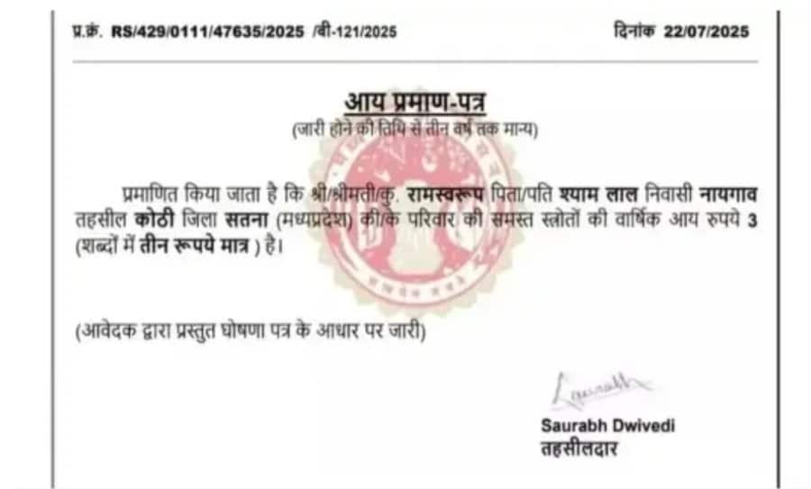 Image of Income certificate that went viral Image of Income certificate that went viral