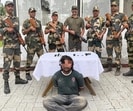 Accused arrested from a brick kiln near Bachiwind village in Amritsar in BSF’s custody in Amritsar on Saturday. (HT Photo) Accused arrested from a brick kiln near Bachiwind village in Amritsar in BSF’s custody in Amritsar on Saturday. (HT Photo)