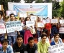 Chakma students protest against alleged discrimination by the Mizoram government. (File Photo)