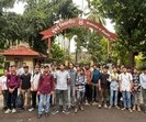 Students gathered in front of MU’s Fort campus on Sunday to protest against errors in evaluation of their answer sheets