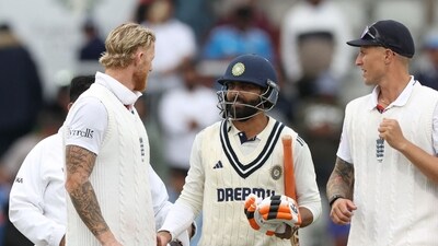 Ben Stokes and Ravindra Jadeja at the end of the fourth Test in Manchester Ben Stokes and Ravindra Jadeja at the end of the fourth Test in Manchester