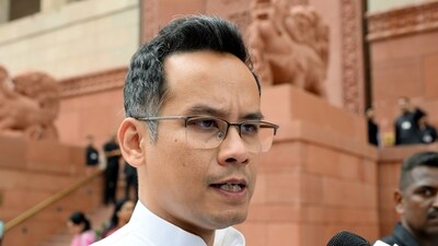 Deputy Leader of Congress in Lok Sabha Gaurav Gogoi at Parliament in New Delhi on Monday. (Jitender Gupta/ANI)