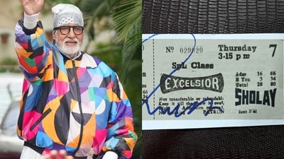 Amitabh Bachchan shares a picture of a Sholay ticket that he has preserved over the years.