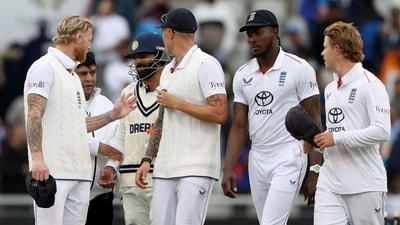 England captain Ben Stokes had a heated exchange with Ravindra Jadeja. (AFP) England captain Ben Stokes had a heated exchange with Ravindra Jadeja. (AFP)