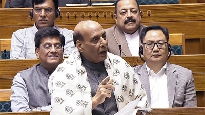 Defence ninister Rajnath Singh speaks in Lok Sabha on Friday. (ANI) (X/ANI) Defence ninister Rajnath Singh speaks in Lok Sabha on Friday. (ANI) (X/ANI)