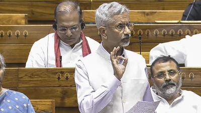 External affairs minister S Jaishankar speaks during a debate in the Lok Sabha on the Pahalgam terror attack and Operation Sindoor, on July 28 (PTI/Sansad TV) External affairs minister S Jaishankar speaks during a debate in the Lok Sabha on the Pahalgam terror attack and Operation Sindoor, on July 28 (PTI/Sansad TV)