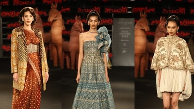 The collection felt close to Ritu Kumar’s roots, inspired by her own memories and her love for Indian craft. (Raajessh Kashyap/HT) The collection felt close to Ritu Kumar’s roots, inspired by her own memories and her love for Indian craft. (Raajessh Kashyap/HT)