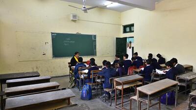 New Delhi, India - Jan. 22, 2018: A general view of Govt. Co Ed. Senior Secondary School at Laxmi Bai Nagar in New Delhi, India, on Monday, January 22, 2018. (Photo by Sanchit Khanna/ Hindustan Times) To Go with Mariyam's Story for Class of 2018 (Sanchit Khanna/HT PHOTO) New Delhi, India - Jan. 22, 2018: A general view of Govt. Co Ed. Senior Secondary School at Laxmi Bai Nagar in New Delhi, India, on Monday, January 22, 2018. (Photo by Sanchit Khanna/ Hindustan Times) To Go with Mariyam's Story for Class of 2018 (Sanchit Khanna/HT PHOTO)