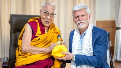 Czech President Petr Pavel's meeting with Tibetan spiritual leader the Dalai Lama. (X/DalaiLama)