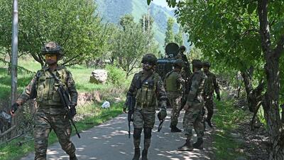 Security forces near the encounter site near the Dachigam National Park in Srinagar on Monday. (Waseem Andrabi /HT) Security forces near the encounter site near the Dachigam National Park in Srinagar on Monday. (Waseem Andrabi /HT)