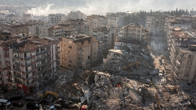 Turkey earthquake: An aerial view shows collapsed and damaged buildings following an earthquake in Hatay, Turkey. (Reuters)