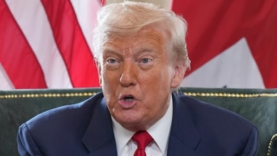 President Donald Trump speaks with the media during a meeting with Britain's Prime Minister Keir Starmer at the Trump Turnberry golf course in Turnberry, Scotland Monday, July 28, 2025. (AP Photo/Jacquelyn Martin) (AP) President Donald Trump speaks with the media during a meeting with Britain's Prime Minister Keir Starmer at the Trump Turnberry golf course in Turnberry, Scotland Monday, July 28, 2025. (AP Photo/Jacquelyn Martin) (AP)