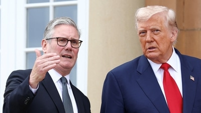 U.S. President Donald Trump meets with British Prime Minister Keir Starmer at Trump Turnberry golf course in Turnberry, Scotland, Britain, July 28, 2025. REUTERS/Evelyn Hockstein (REUTERS)