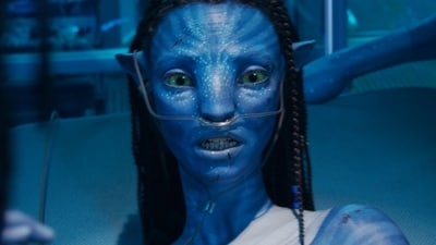 Zoe Saldana in a still from the trailer of Avatar: Fire and Ash. Zoe Saldana in a still from the trailer of Avatar: Fire and Ash.