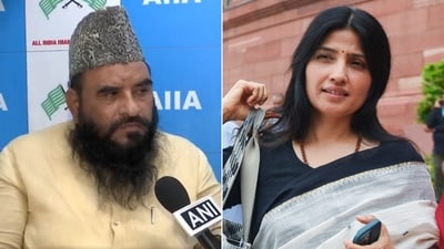 File photo of Maulana Sajid Rashidi and SP MP Dimple Yadav. (X/PTI)
