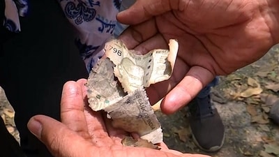 Half-burn cash was discovered from a store room in Justice Yashwant Varma's official residence after a fire incident on March 14. (ANI file photo) Half-burn cash was discovered from a store room in Justice Yashwant Varma's official residence after a fire incident on March 14. (ANI file photo)