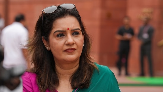 Shiv Sena (UBT) MP Priyanka Chaturvedi during the first day of the Monsoon session of Parliament, in New Delhi, Monday, July 21, 2025. (PTI)