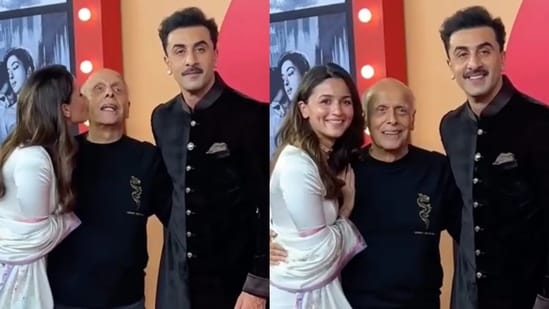 Alia Bhatt, Mahesh Bhatt and Ranbir Kapoor