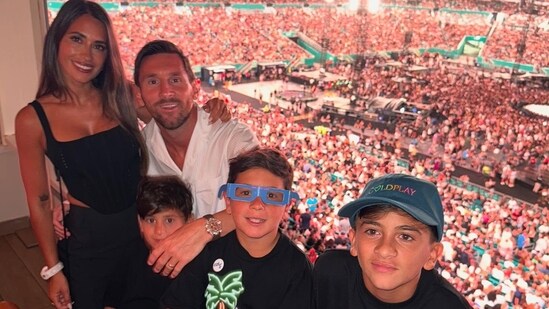 Lionel Messi was at Coldplay's gig with wife and kids.