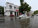 Water logging after heavy rain in Connaught Place in New Delhi on Tuesday. Water logging after heavy rain in Connaught Place in New Delhi on Tuesday.