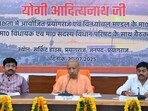 Chief minister Yogi Adityanath chairing the review meeting at Circuit House in Prayagraj on Tuesday. (Sourced) Chief minister Yogi Adityanath chairing the review meeting at Circuit House in Prayagraj on Tuesday. (Sourced)