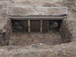 A view of a burial site of pig carcasses that are proxies for humans in research to help find people who have gone missing in Mexico. A view of a burial site of pig carcasses that are proxies for humans in research to help find people who have gone missing in Mexico.