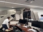 Employees in business attire were reportedly seen piling couches up against their office door in an attempt to protect themselves.